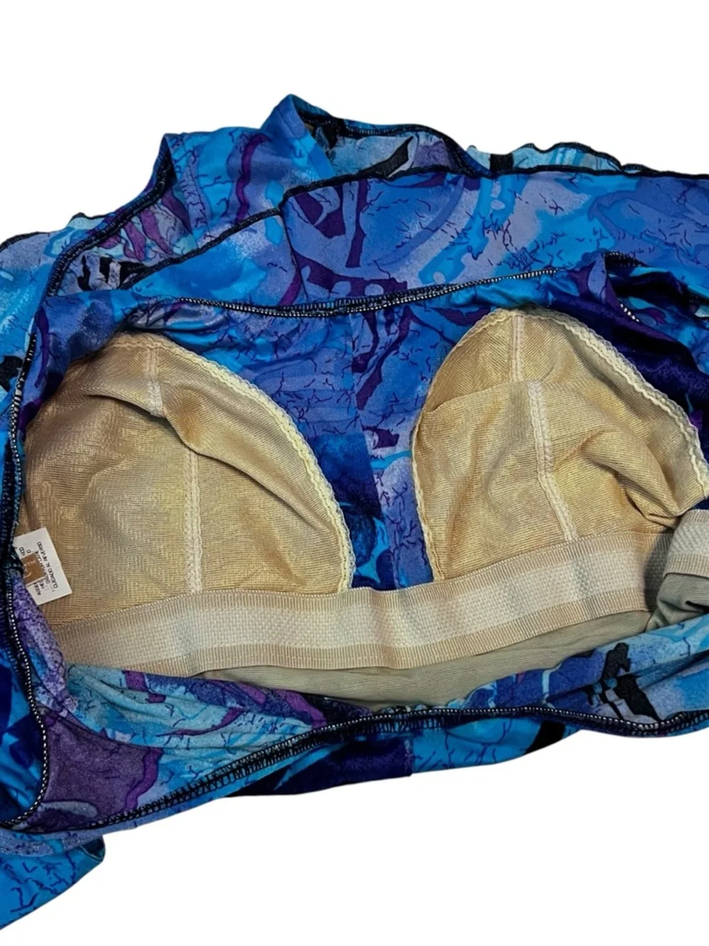Vintage Le Cove 90s Skirted Swimsuit‎ 18W Teal Floral Built In Bra Modest Swim